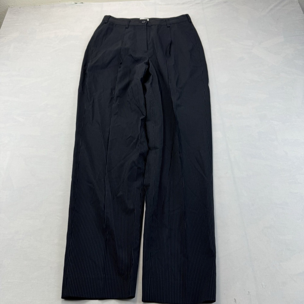 DKNY Petite Womens Pants P8 Black Pinstripe Straight Leg Career Pants